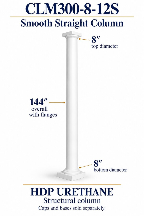 CLM300-8-12S Smooth Straight Structural Column – 8″ diameter × 144″ overall