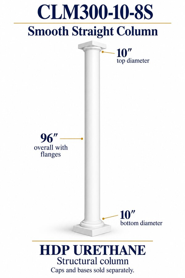 CLM300-10-8S Smooth Straight Structural Column – 10″ diameter × 96″ overall