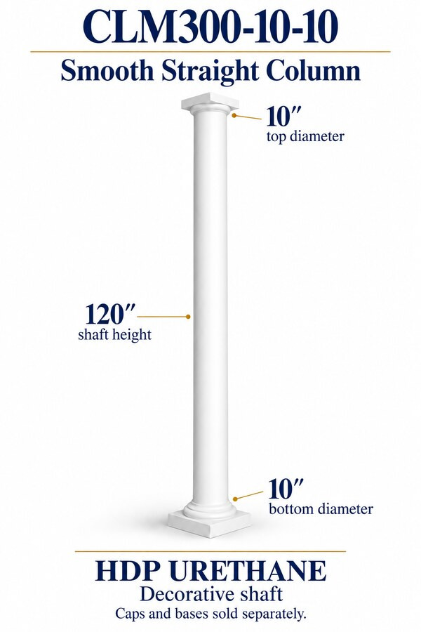 CLM300-10-10 Smooth Straight Decorative Column – 10″ diameter × 120″ shaft