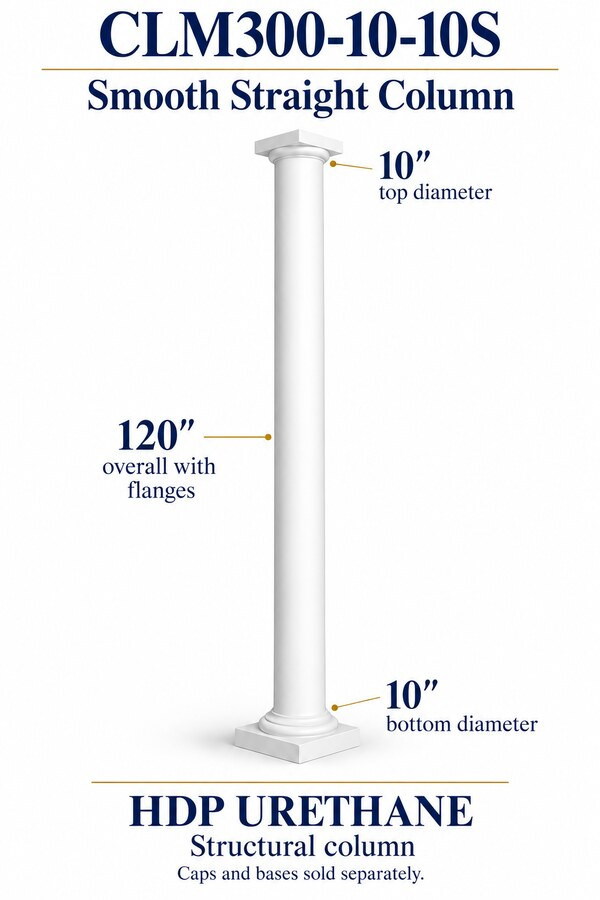 CLM300-10-10S Smooth Straight Structural Column – 10″ diameter × 120″ overall