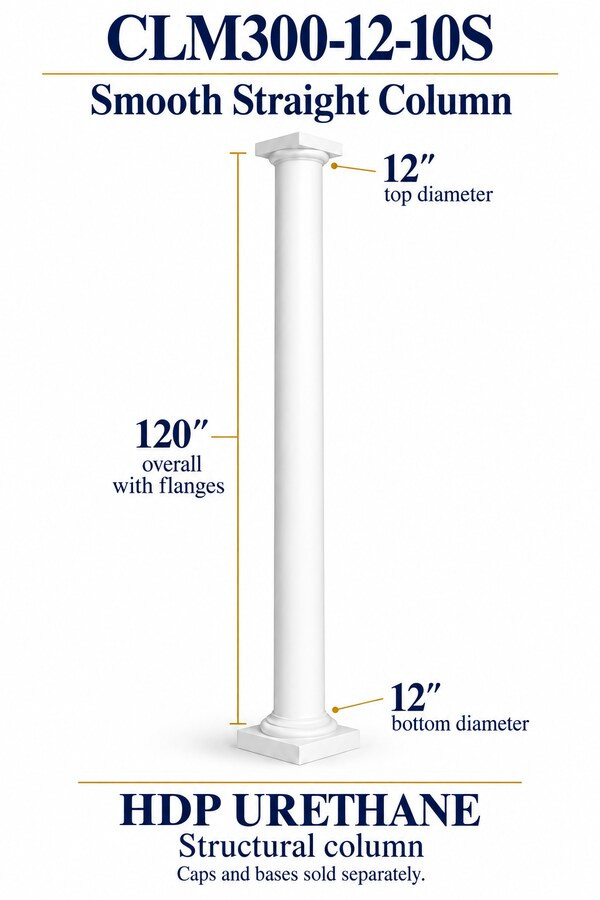 CLM300-12-10S Smooth Straight Structural Column – 12″ diameter × 120″ overall