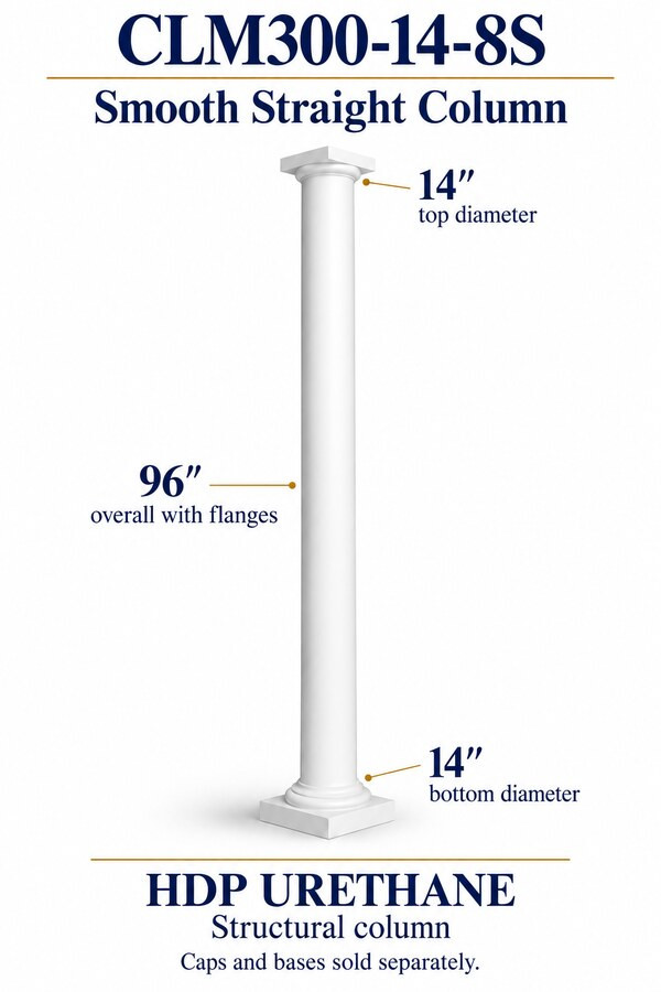 CLM300-14-8S Smooth Straight Structural Column – 14″ diameter × 96″ overall