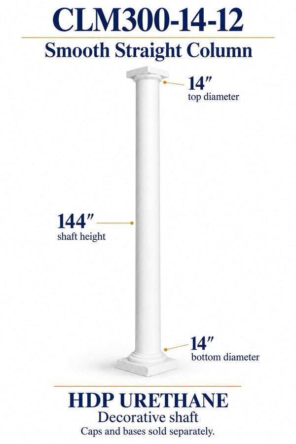 CLM300-14-12 Smooth Straight Decorative Column – 14″ diameter × 144″ shaft