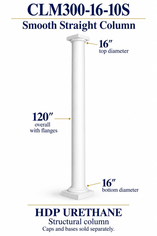 CLM300-16-10S Smooth Straight Structural Column – 16″ diameter × 120″ overall