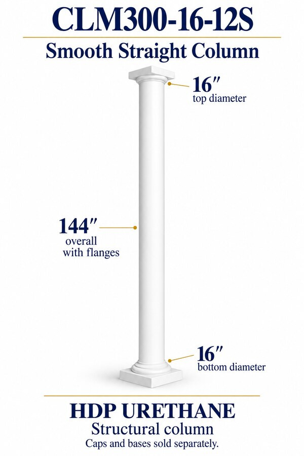 CLM300-16-12S Smooth Straight Structural Column – 16″ diameter × 144″ overall