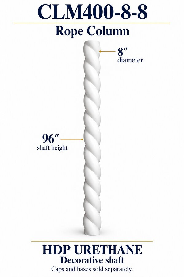 CLM400-8-8 Rope Decorative Column – 8″ diameter × 96″ shaft