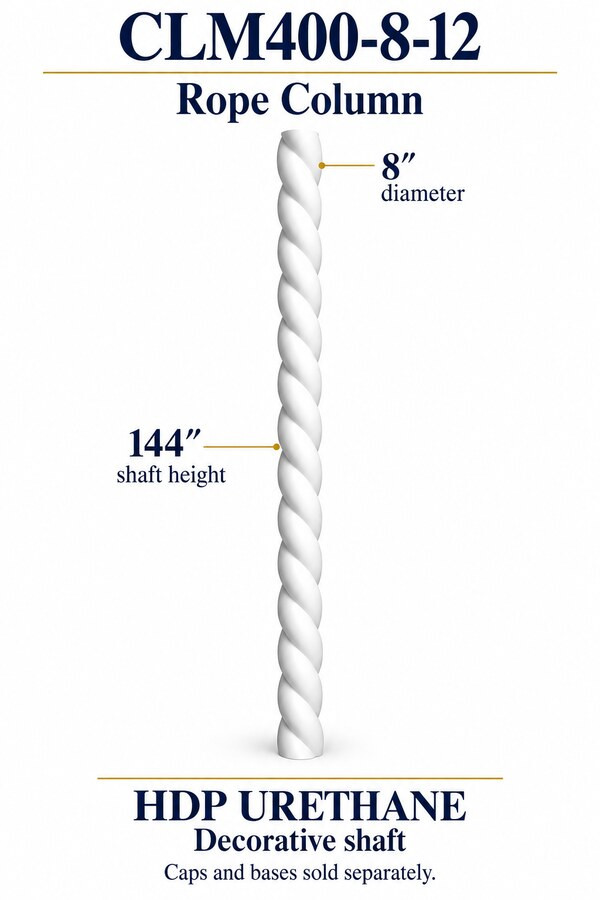 CLM400-8-12 Rope Decorative Column – 8″ diameter × 144″ shaft