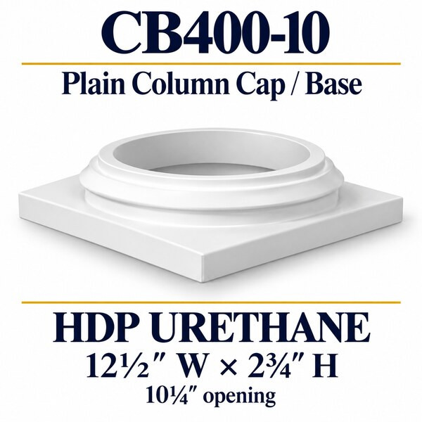 CB400-10 Plain Column Cap or Base – 12½″ W × 2¾″ H | 10¼″ opening