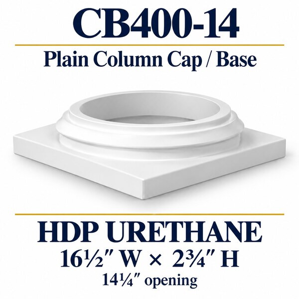 CB400-14 Plain Column Cap or Base – 16½″ W × 2¾″ H | 14¼″ opening