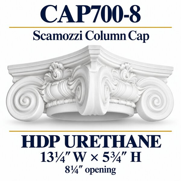 CAP700-8 Scamozzi Column Cap – 13¼″ W × 5¾″ H | 8¼″ opening