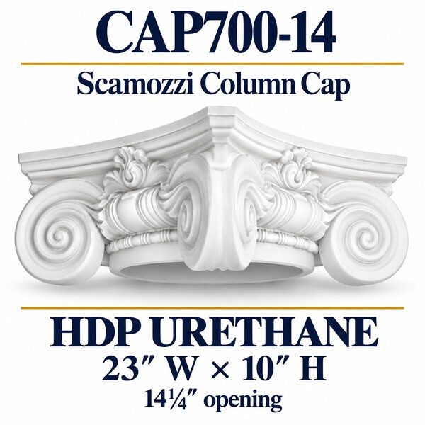 CAP700-14 Scamozzi Column Cap – 23″ W × 10″ H | 14¼″ opening