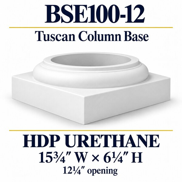 BSE100-12 Tuscan Column Base – 15¾″ W × 6¼″ H | 12¼″ opening