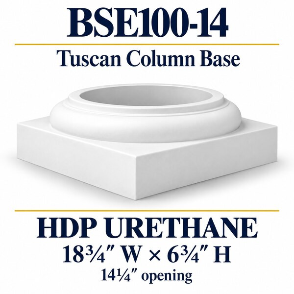 BSE100-14 Tuscan Column Base – 18¾″ W × 6¾″ H | 14¼″ opening