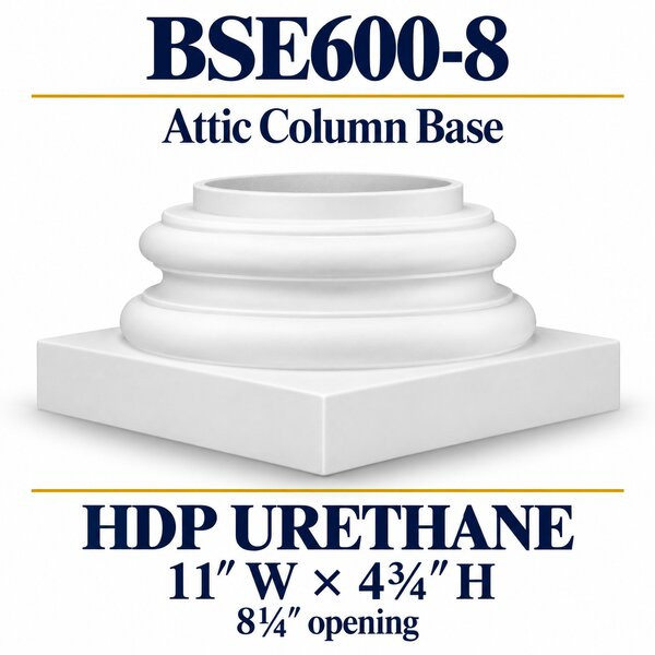 BSE600-8 Attic Column Base – 11″ W × 4¾″ H | 8¼″ opening