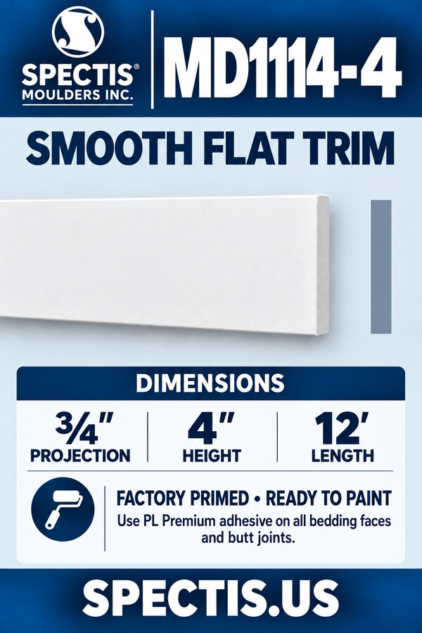 MD1114-4 smooth flat trim and grey rectangular side profile
