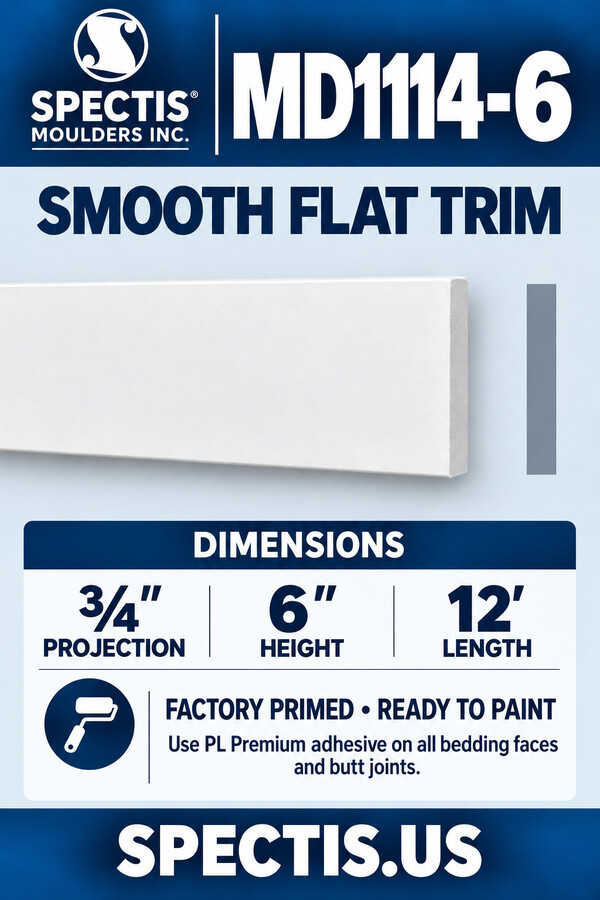 MD1114-6 smooth flat trim and grey rectangular side profile