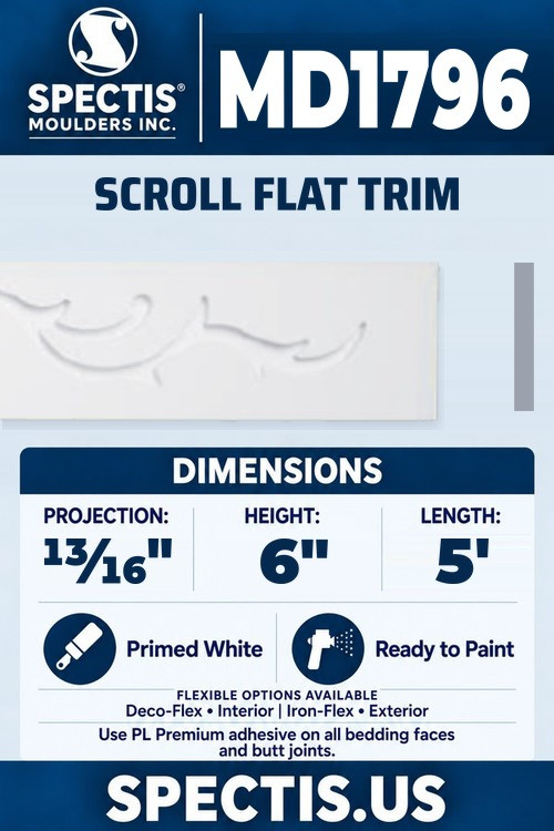 MD1796 scroll flat trim section and side profile