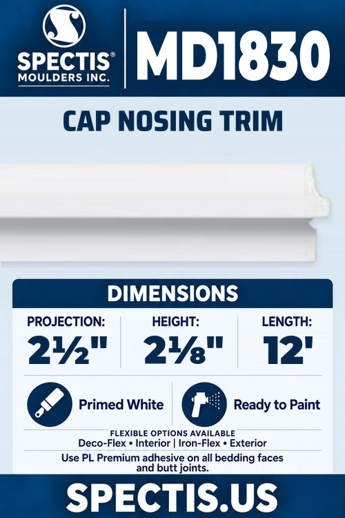 MD1830 cap nosing trim section and side profile