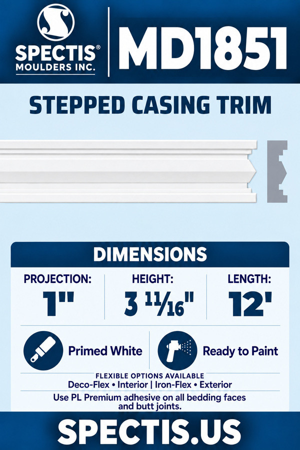 MD1851 stepped casing trim section and side profile