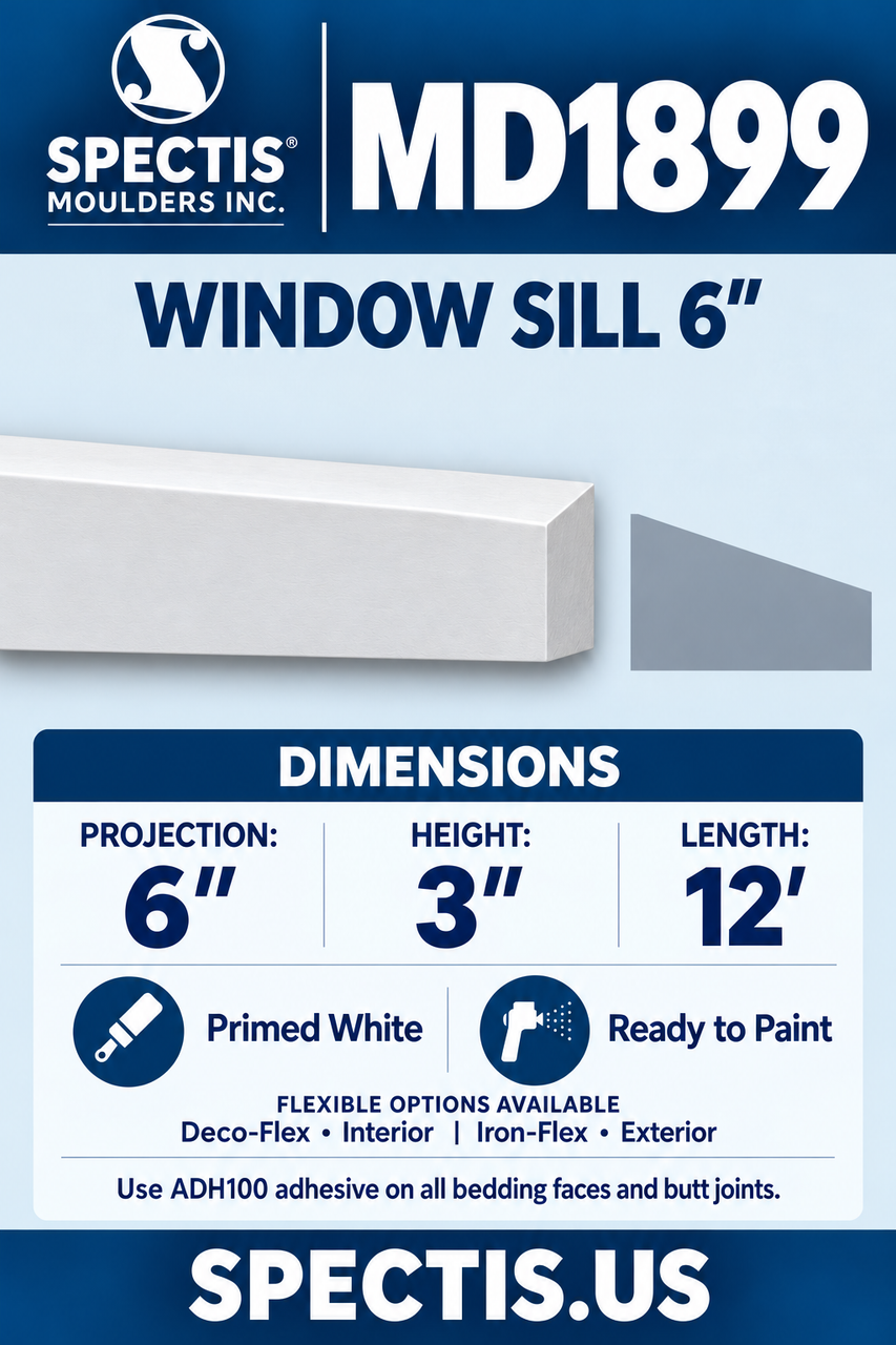 MD1899 window sill 6″ section and side profile