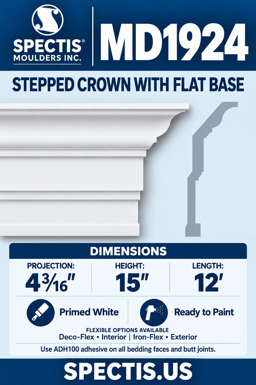 MD1924 stepped crown with flat base section and side profile