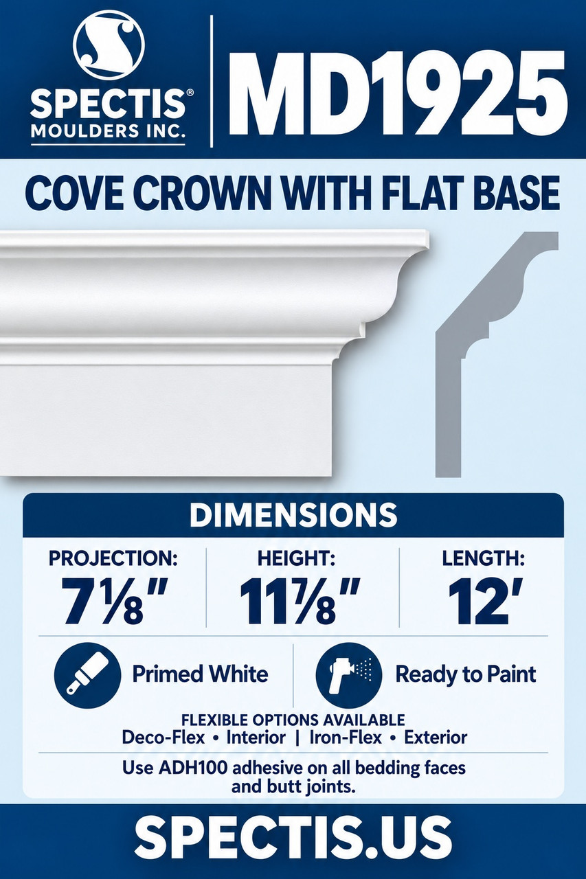MD1925 cove crown with flat base section and side profile