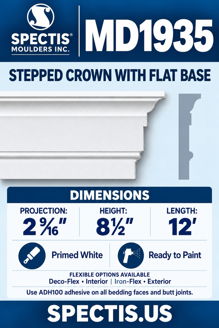 MD1935 stepped crown with flat base section and side profile
