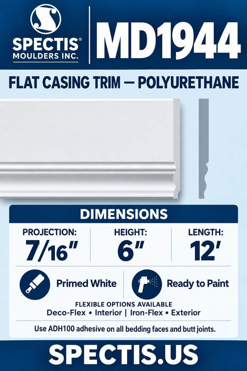 MD1944 flat casing trim section and side profile