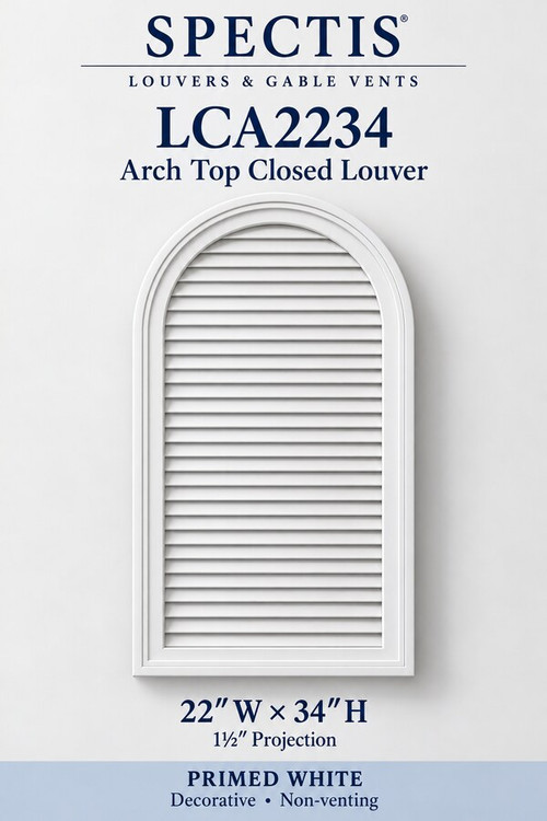LCA2234 Arch Top Closed Louver, 22″ wide × 34″ high × 1 1/2″ projection