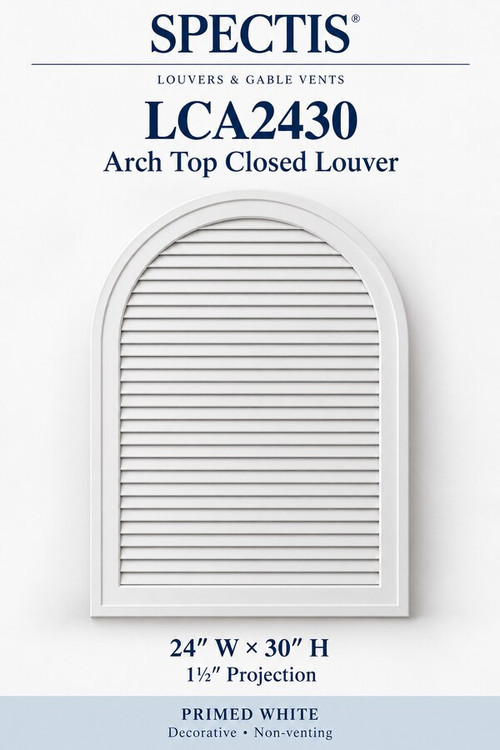 LCA2430 Arch Top Closed Louver, 24″ wide × 30″ high × 1 1/2″ projection