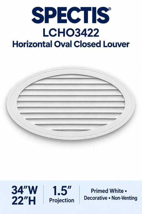 LCHO3422 Horizontal Oval Closed Louver, 34″ wide × 22″ high × 1 1/2″ projection