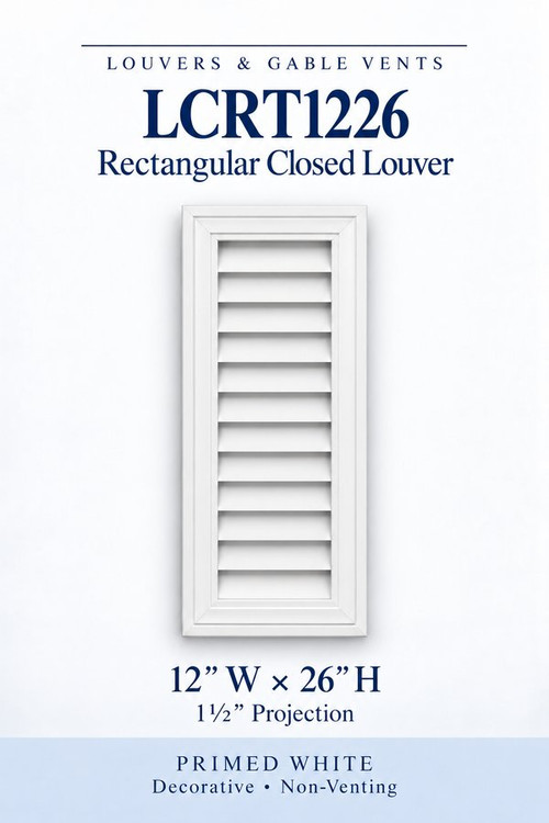 LCRT1226 Rectangular Closed Louver, 12″ wide × 26″ high × 1 1/2″ projection