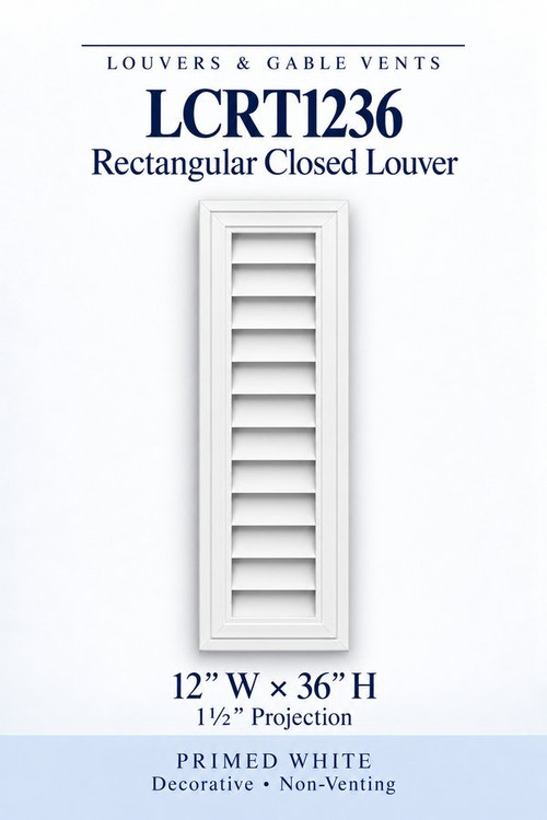LCRT1236 Rectangular Closed Louver, 12″ wide × 36″ high × 1 1/2″ projection