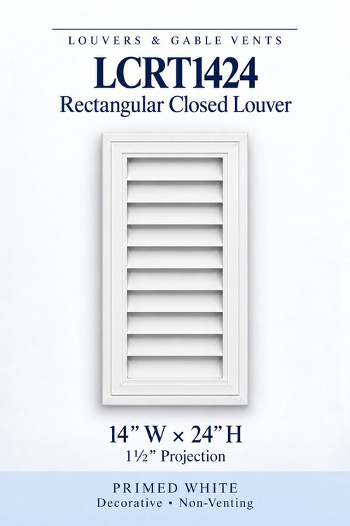 LCRT1424 Rectangular Closed Louver, 14″ wide × 24″ high × 1 1/2″ projection