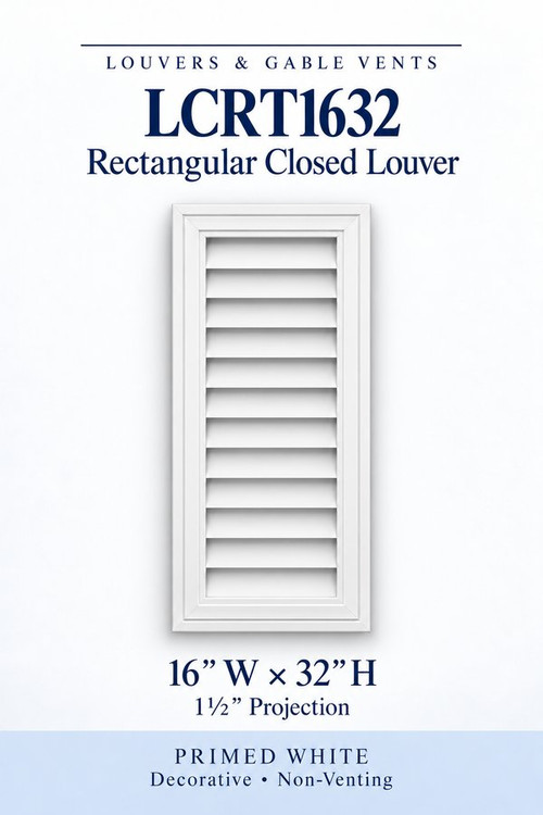 LCRT1632 Rectangular Closed Louver, 16″ wide × 32″ high × 1 1/2″ projection