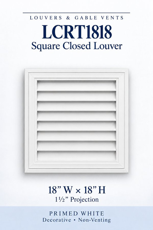 LCRT1818 Square Closed Louver, 18″ wide × 18″ high × 1 1/2″ projection