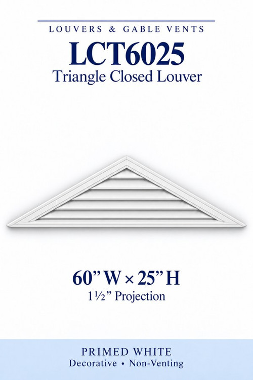 LCT6025 Triangle Closed Louver, 60″ wide × 25″ high × 1 1/2″ projection