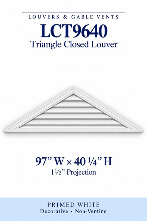 LCT9640 Triangle Closed Louver, 97″ wide × 40 1/4″ high × 1 1/2″ projection