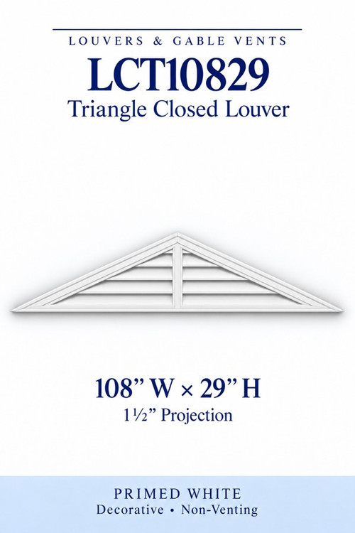 LCT10829 Triangle Closed Louver, 108″ wide × 29″ high × 1 1/2″ projection