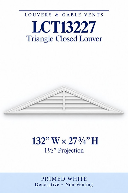 LCT13227 Triangle Closed Louver, 132″ wide × 27 3/4″ high × 1 1/2″ projection