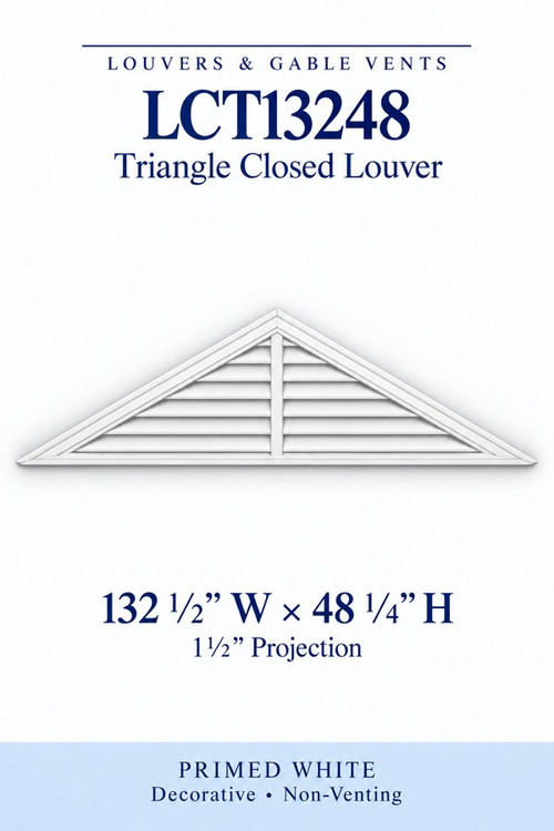 LCT13248 Triangle Closed Louver, 132 1/2″ wide × 48 1/4″ high × 1 1/2″ projection