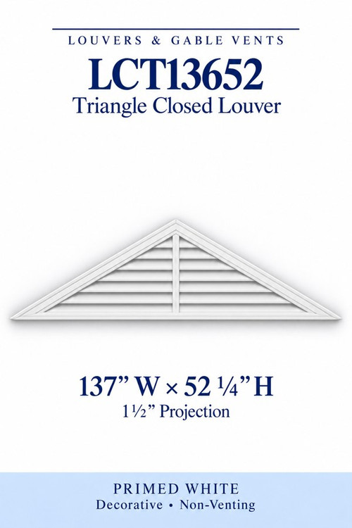 LCT13652 Triangle Closed Louver, 137″ wide × 52 1/4″ high × 1 1/2″ projection