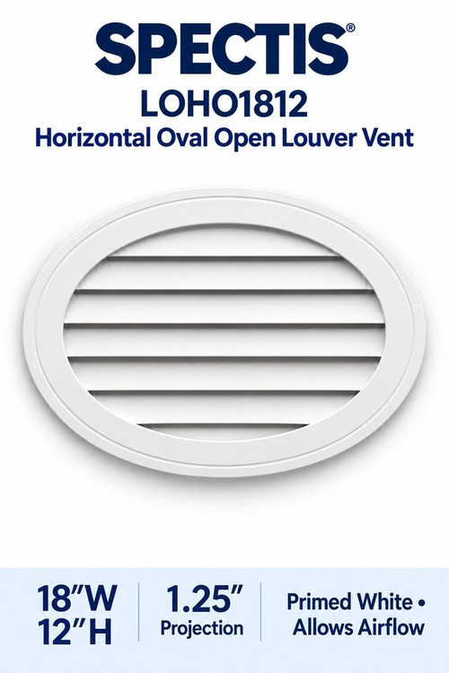 LOHO1812 Horizontal Oval Open Louver Vent, 18″ wide × 12″ high × 1 1/4″ projection