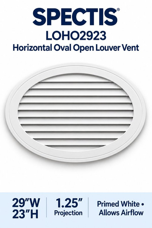 LOHO2923 Horizontal Oval Open Louver Vent, 29″ wide × 23″ high × 1 1/4″ projection