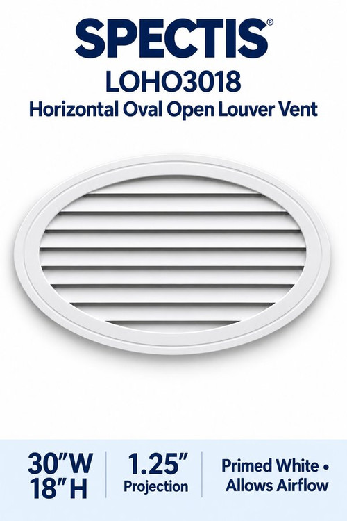 LOHO3018 Horizontal Oval Open Louver Vent, 30″ wide × 18″ high × 1 1/4″ projection