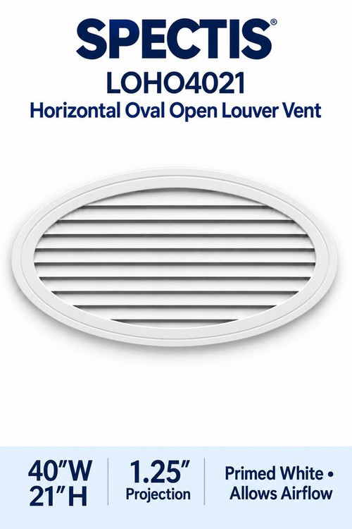 LOHO4021 Horizontal Oval Open Louver Vent, 40″ wide × 21″ high × 1 1/4″ projection