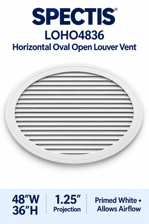 LOHO4836 Horizontal Oval Open Louver Vent, 48″ wide × 36″ high × 1 1/4″ projection