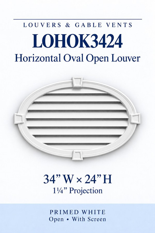 LOHOK3424 Horizontal Oval with Keystones open louver profile
