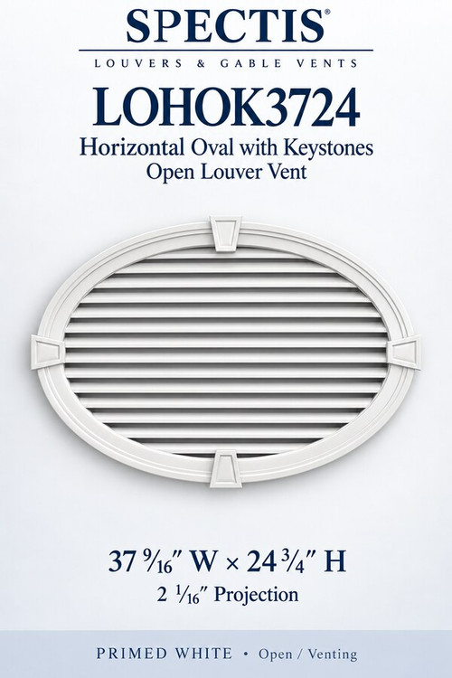 LOHOK3724 Horizontal Oval with Keystones Open Louver Vent, 37 9/16″ wide × 24 3/4″ high × 2 1/16″ projection
