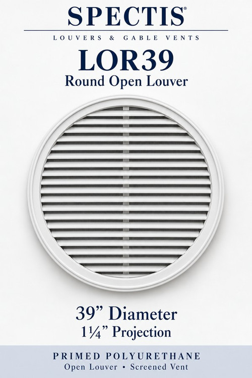LOR39 Round Open Louver, 39 inches wide by 39 inches high, screened vent